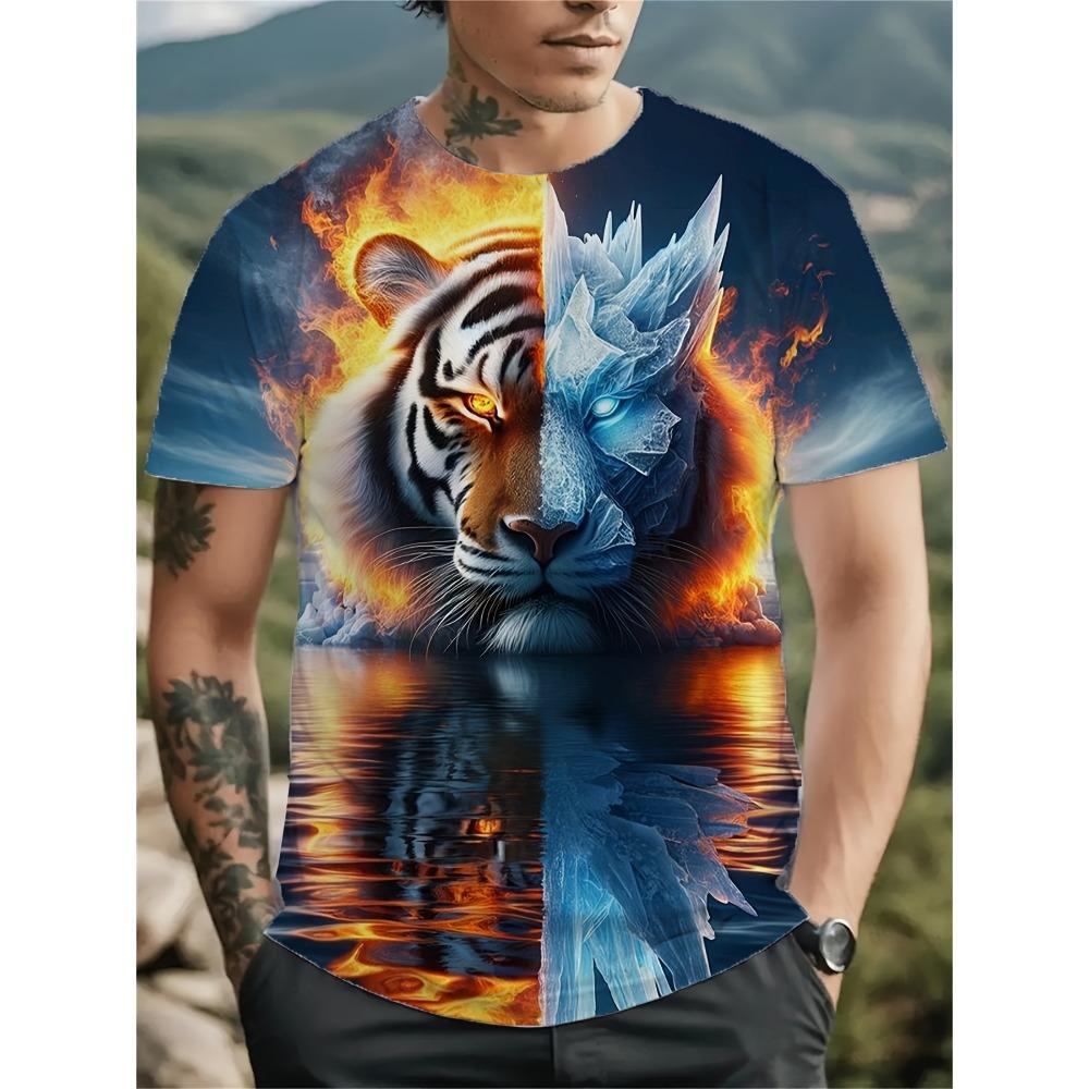 

Мужская 3D футболка со львом удобная и универсальная яркий животный принт мягкая 3XL