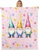 Cartoon Gnomes Fleece Blanket,Dwarf Throw Blanket Throw for Bedroom Living Rooms Sofa Couch,Colorful Stars Sherpa Blanket