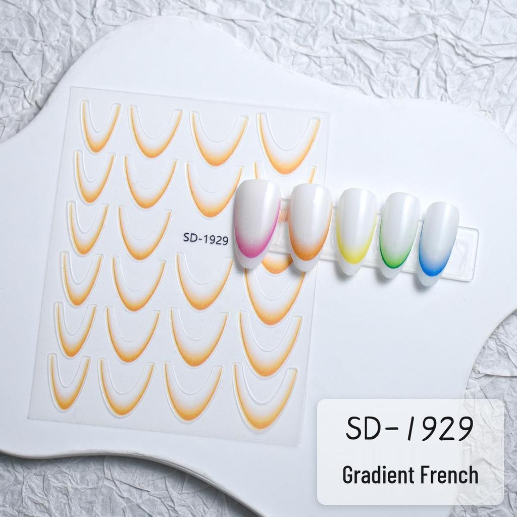 Gradient French Crescent Smile Nail Stickers - Simple & Versatile Design