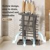 Black White Kitchen Utensils Storage Holder Square Space Saving Cutting Tool Storage Rack Countertop Drainage Plating