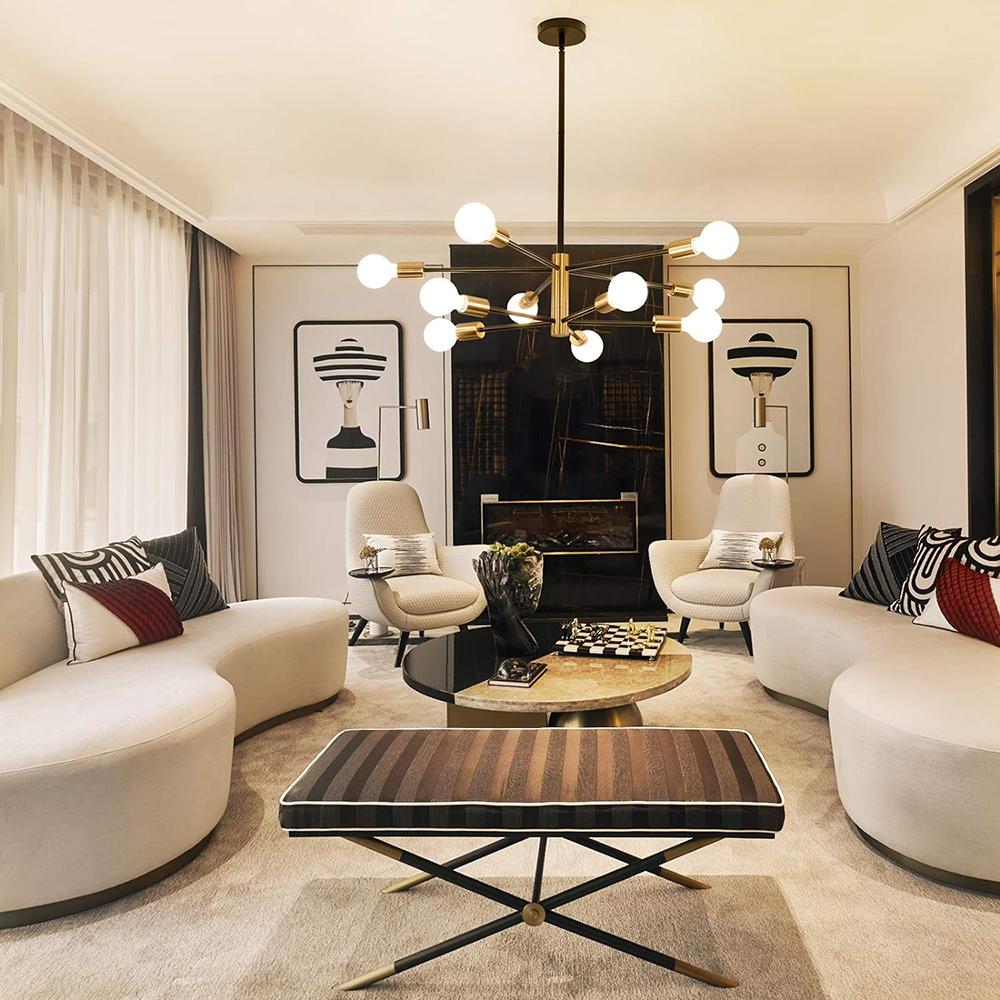 Modern LED Chandelier Retro Black Gold Multi Head Pendant Light For Living Room Restaurant Coffee Shop Office Decorative Lamps