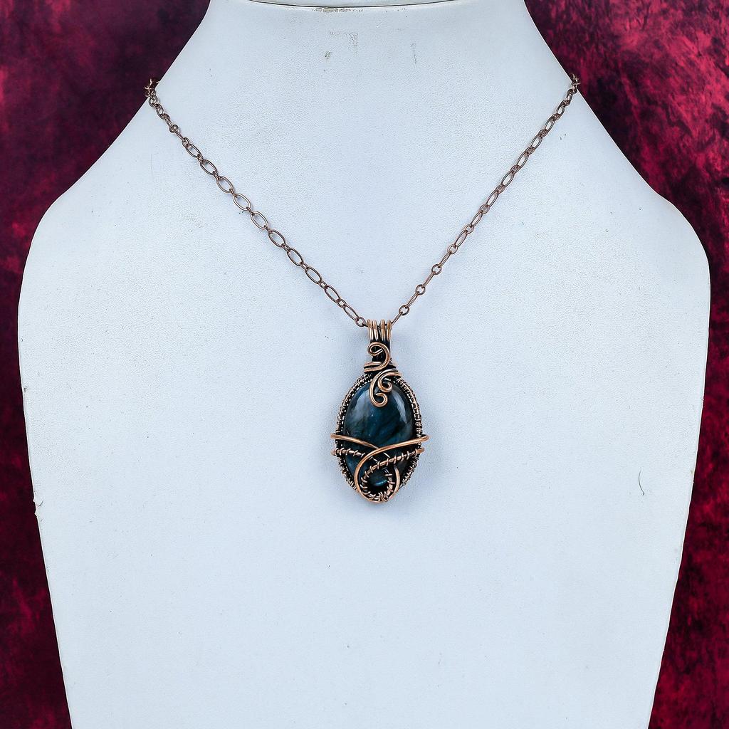 Labradorite Pendant Copper Wire Wrapped Dainty Jewelry Handmade Gemstone pendant
