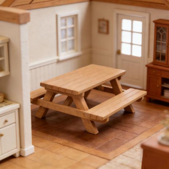 Dollhouse Ornament, Miniature Decorative Picnic Table, Realistic Detailed Models Furniture for Scene Layout Photo Props