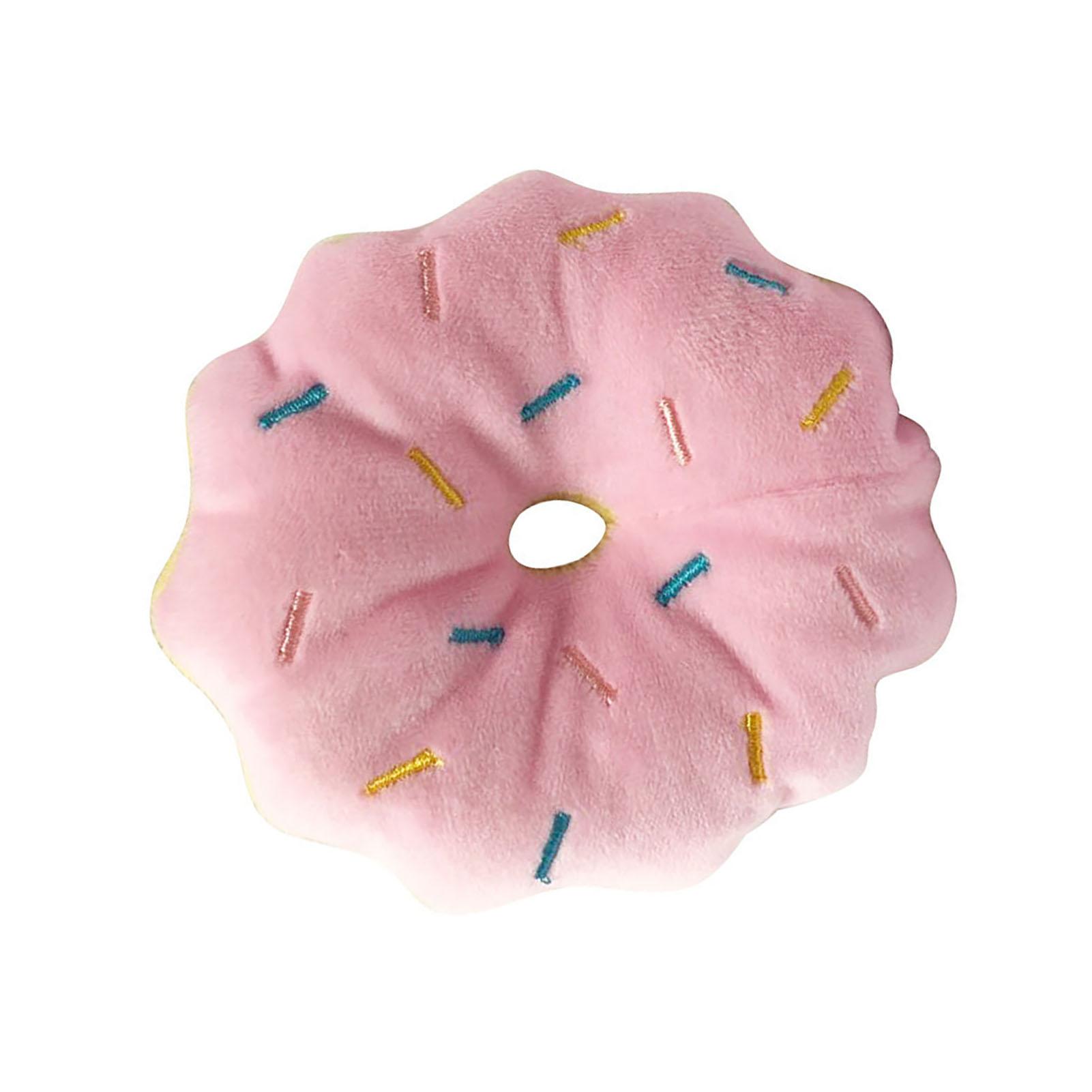 

Dog Donut Toys Bite Resistant Teeth Grinding Relieve Boredom Cartoon Cute Squeaky Plush Dog Toy for Pet Supplies Pink розовый