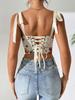Glory Sexy fishbone corset French floral vintage new style printed color-blocking slim-fit strap ca