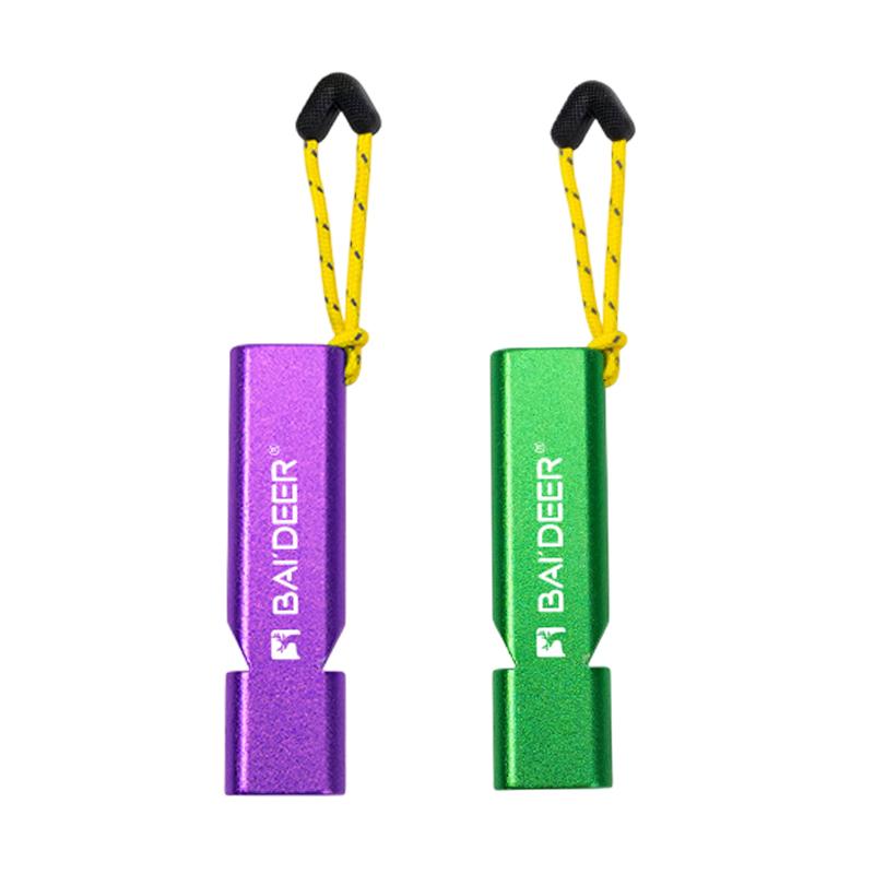 Aluminum Alloy High Decibel Whistle Keychain Double Pipe With Rope Camping Hiking Whistle 5 Colors Outdoors Portable Tools