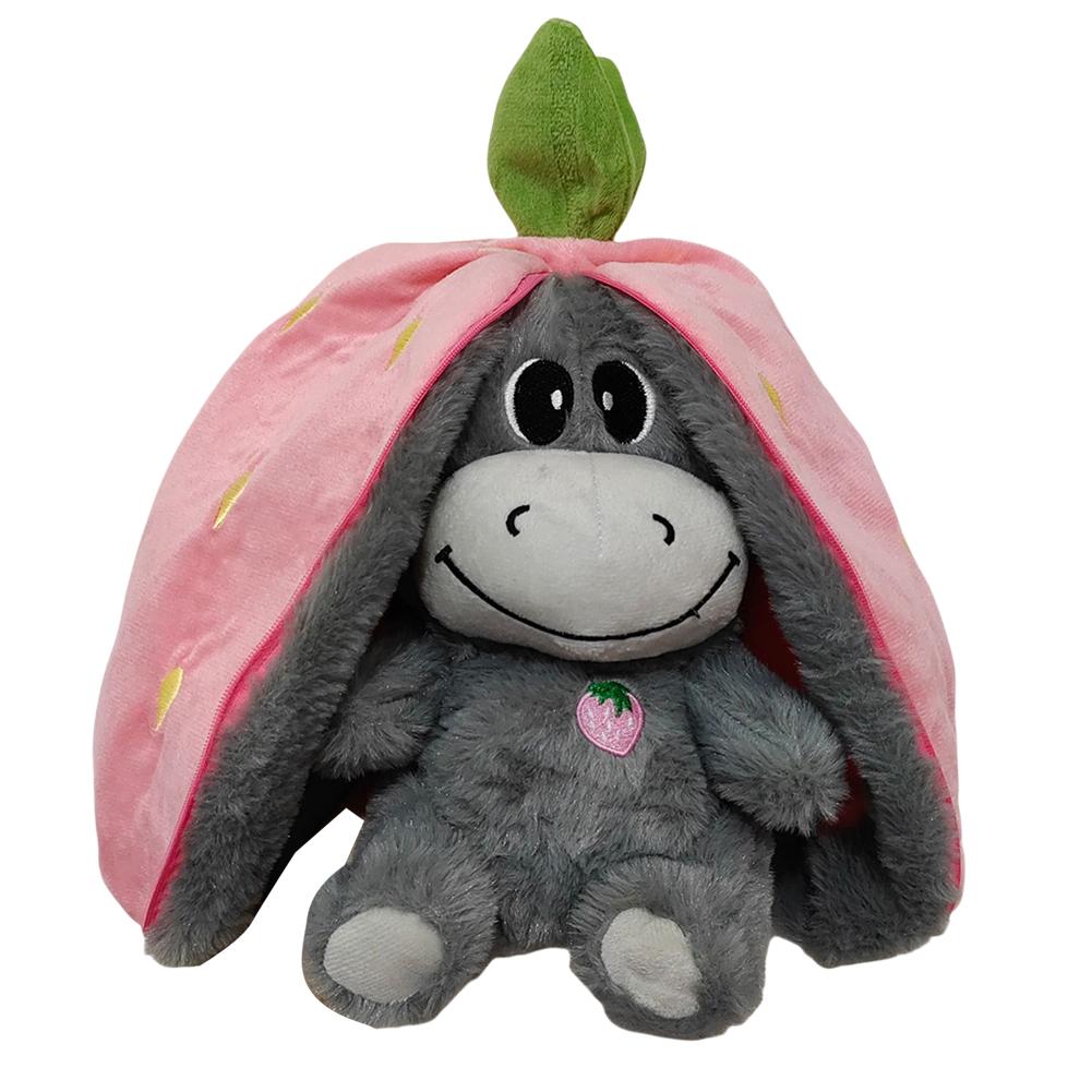 Breathing Donkey Plush Toy Wear Resist Sleep Companion Strawberry Donkey Breathing Stuffed Animal for Kids Birthday Gift