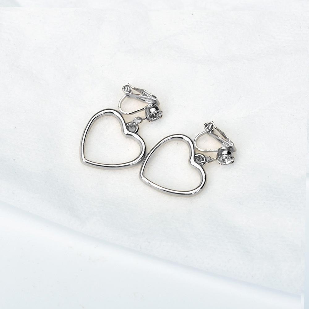 Non Pierced Gold Heart Clip On Earrings Without Piercing Simple Hollow Geometric Earring Earcuffs For Women Metal Jewelry