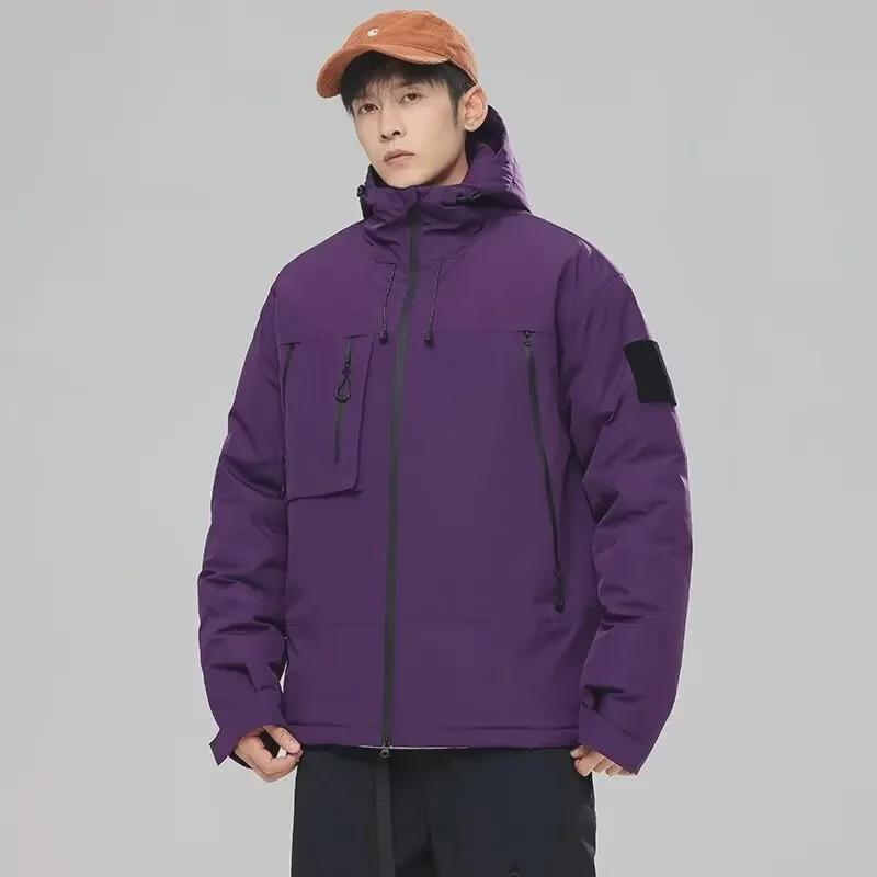 

Зимняя ветрозащитная и водонепроницаемая куртка для пар с капюшоном 2024 года M фиолетовый