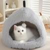 BSemi-enclosed Cat House with Ball Toy Portable Dog Bed For Small Dog Anti-slip Sleeping Cat Bed Plush Dog House Cat Accessories