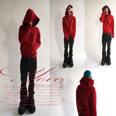 European and American Y2K Street Trend Retro Printed Long Sleeve Hoodie