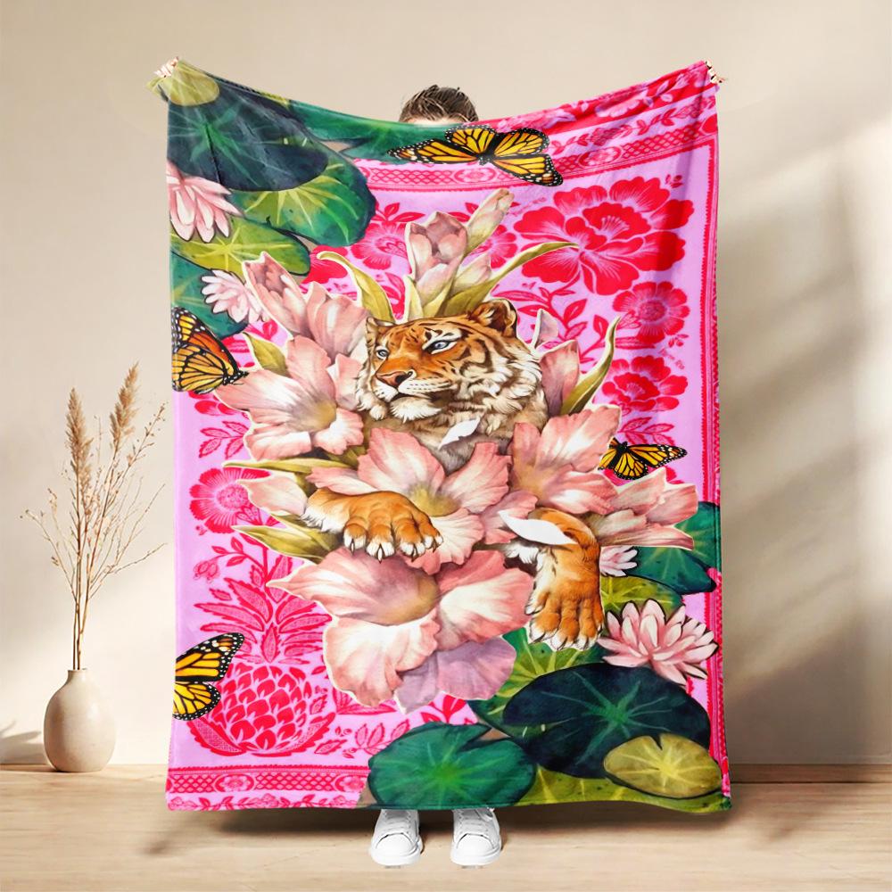 Global Choice Tropical Toucan Custom Print Blanket Teal Jungle Floral Designer Blanket for Bedroom Sofa Home Decor Gift Use