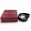 Great GUCCI belt GG pattern interlocking G black leather mens 794196 Used