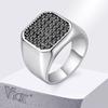 Vnox Men's Stainless Steel Ring with Grey Zircon, Silver Color US Size 7-12 Signet Square Punk Rock Ring, Gift for Party Wedding