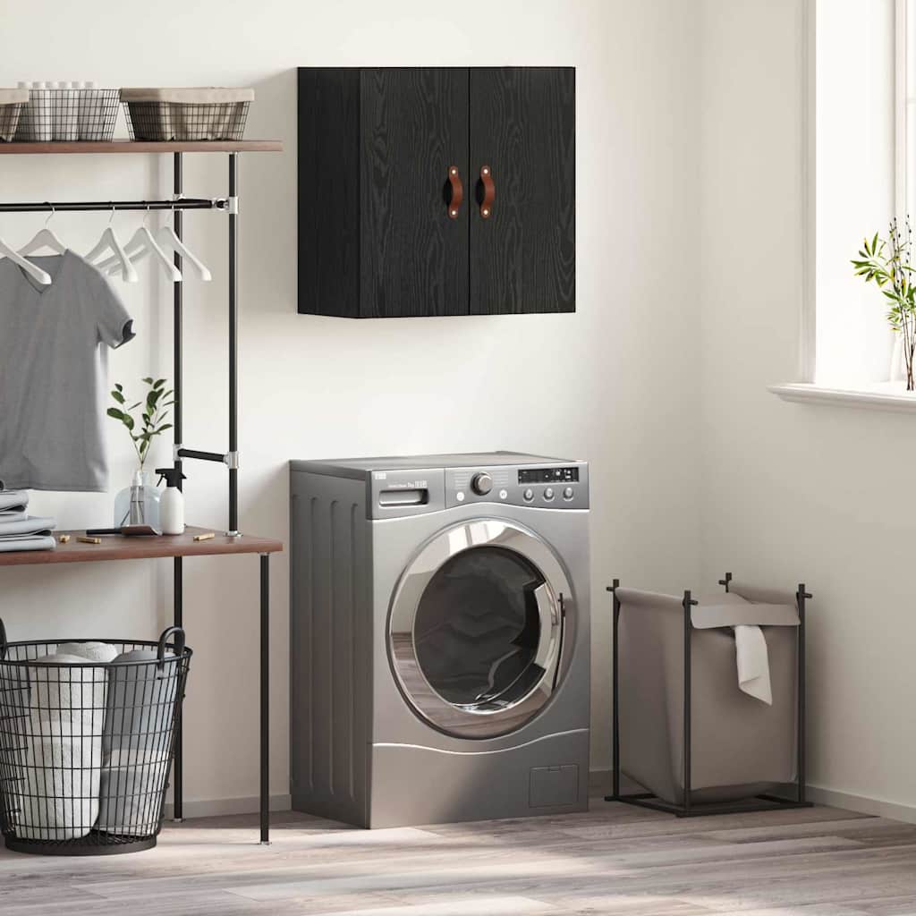 Wall Mounted Cabinet Black Oak Effect 60 X 31 X 60 Cm Particleboard