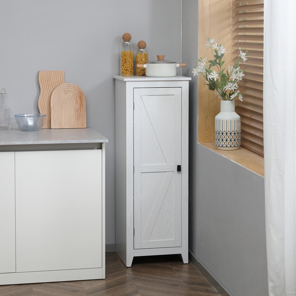 Armoire de rangement Buffet de cuisine Unité de rangement pour salle de bain Gain de place Style classique avec 3 étagères réglables - Hauteur 120 cm en Bois Blanc