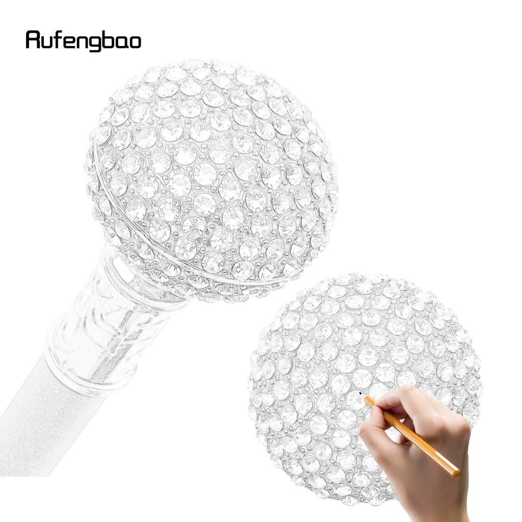 Weißer roter künstlicher Diamantball-Gehstock, modischer dekorativer Gehstock, eleganter Cosplay-Gehstock für Gentleman, 93,5 cm
