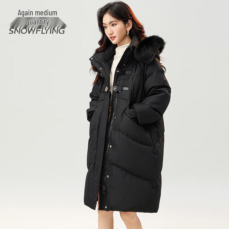 Xuezhongfei Women's Mid-length 90% Down Jacket with Faux Fur Hood
