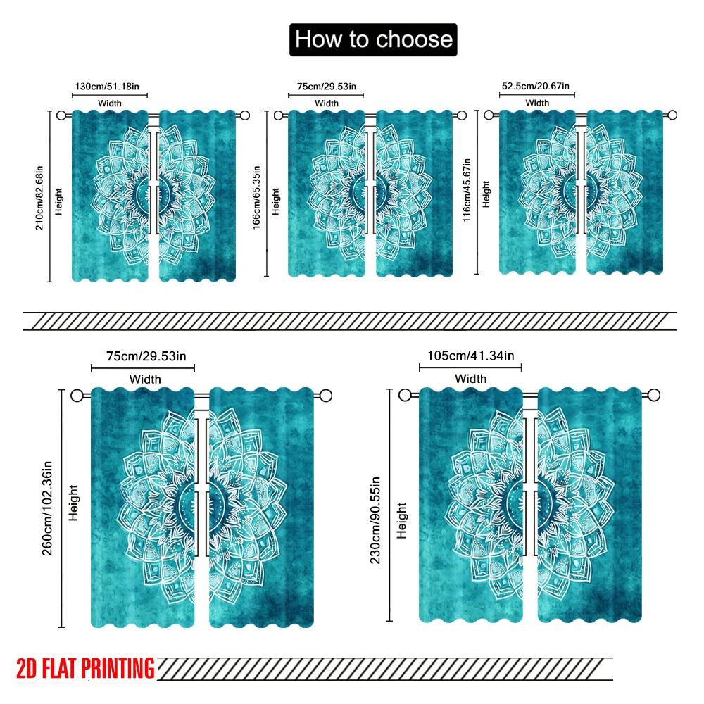Plane Printing Print Curtains Turquoise Mandala Versatile Fabric Without Rod All Bedroom Living Room Curtain Made Of Polyester Washable Sitting Ready