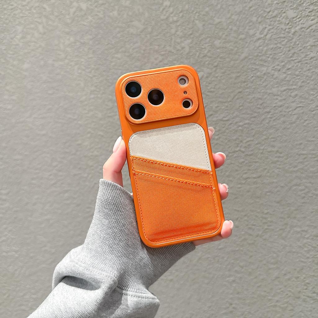 Card Slot Denim Cloth Wallet Phone Case For iPhone 17 Air 16 15 14 13 12 Pro Max Large Window Camera Protection Shockproof Cover