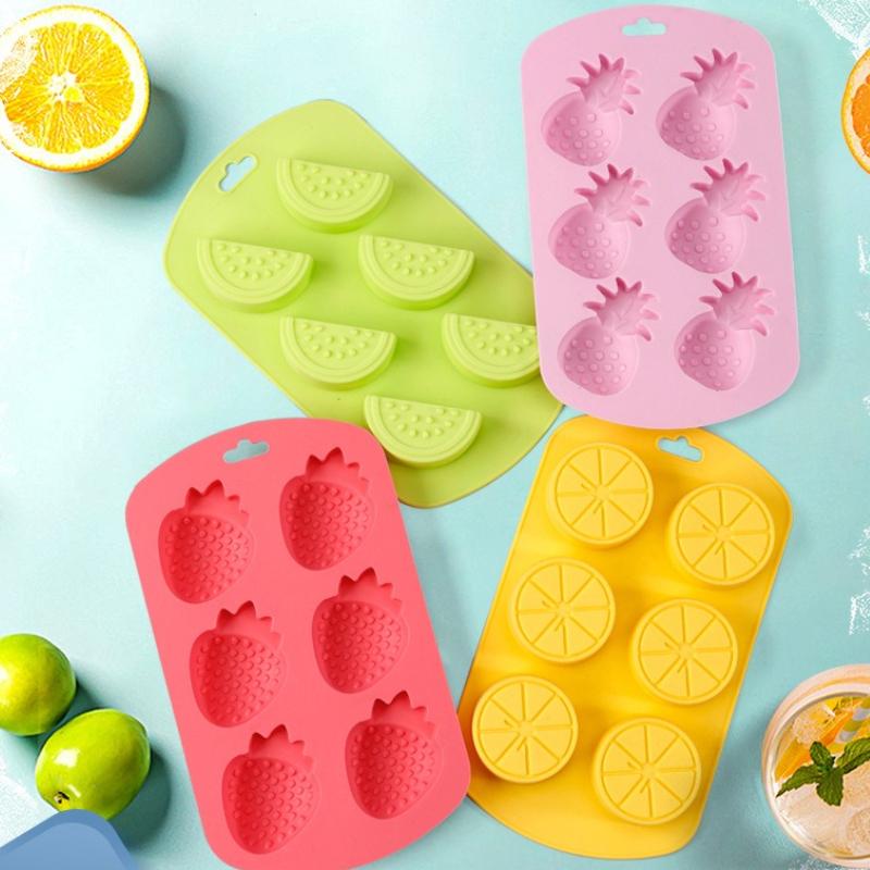 1pc Silicone Ice Mold Fruit Shape Easy Release Durable Tray For Jelly Yogurt Ice Cube Making Cute Household Kitchen Baking Tool