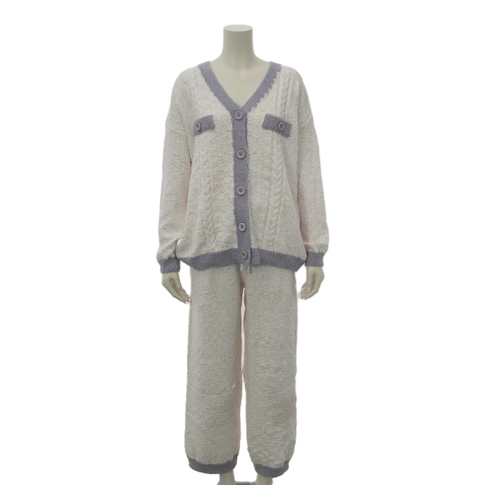 RAVIR Winter Fluffy and Cute Pajama Set and Comfortable and One Size Fits All Women's Loungewear, (Top Bottoms), Soft, Pink,