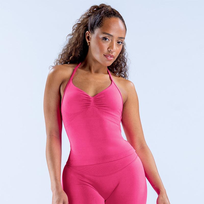Dfyne Stoßfester Neckholder-Sport-BH mit Brustpolster - High-Intensity-Yoga-Camisole für Damen