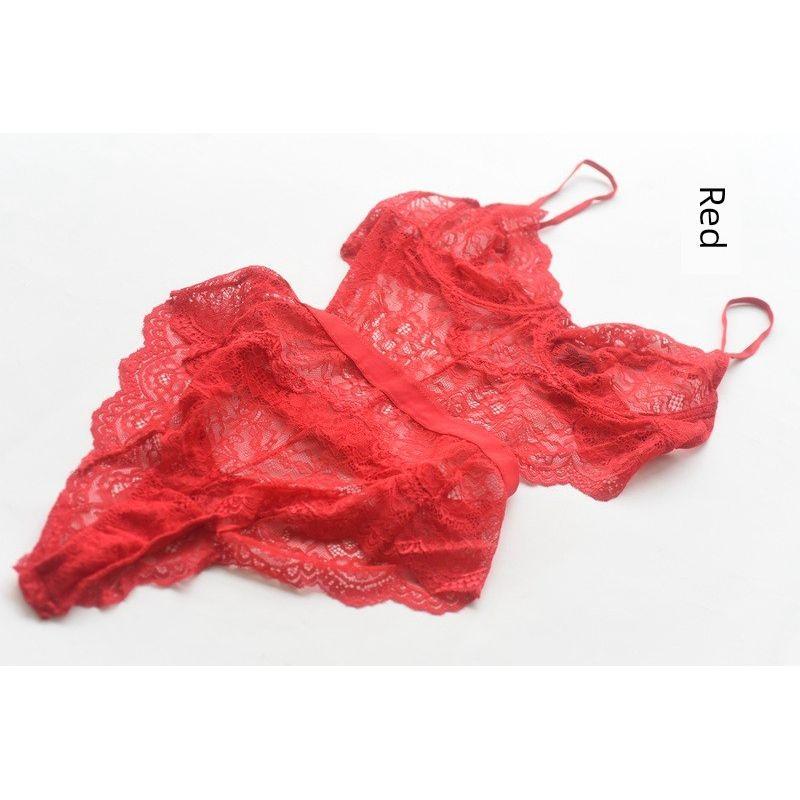 

British Sexy Master an Lace Jumpsuit French Pure Desire Sexy Bodysuit Bra Shoulder Straps One Piece Underwear Women Red (non-refundeable) S recommended 70C/75BC