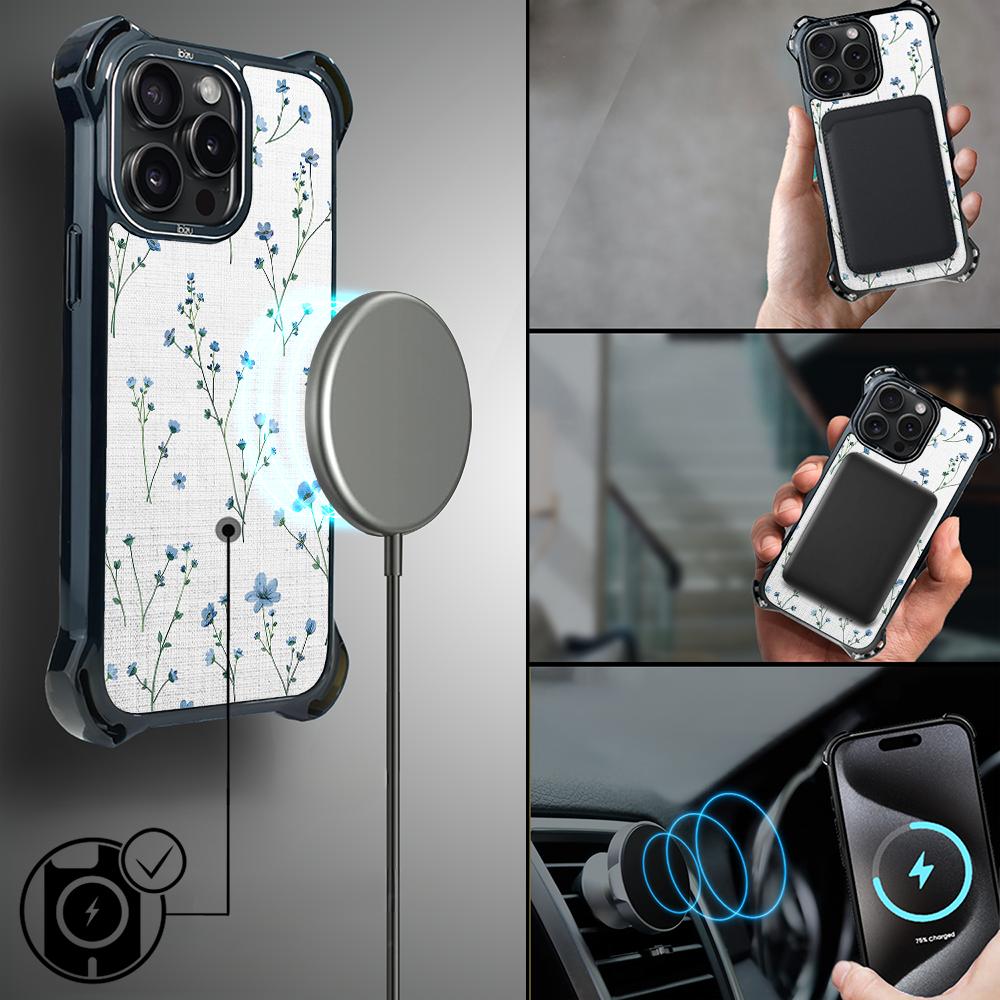 Etui Iphone 15 Pro Ibizu Dropguard Ultra Z Magsafe, Pastel Bloom, Niebieski Sen