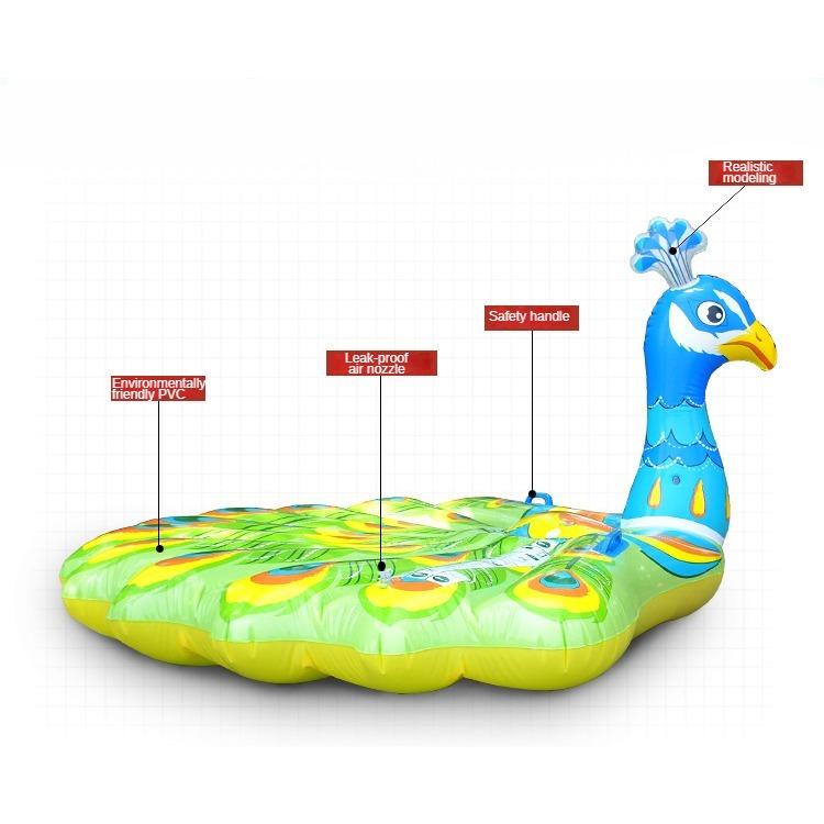 New Peacock Float Large Water Inflatable Animal Toy Mount Outdoor Water Deck Chair Floating Bed Swimming Ring
