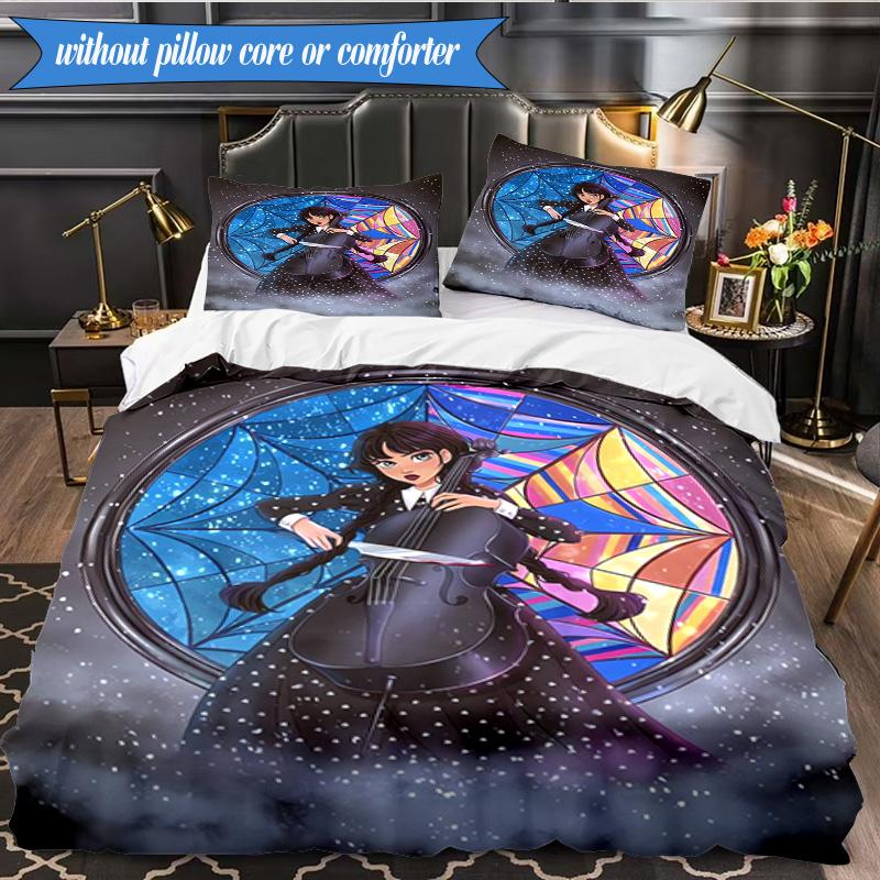 Stained Glass Gothic Romance 3pcs K-pop Music Group Bedding set,Ideal for Bedroom, Dormitory,Including Duvet Cover And 2pcs Pillowcases,Fan Gifts