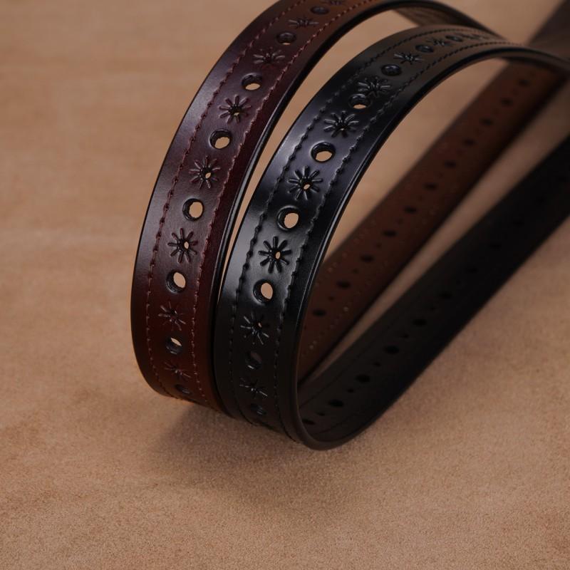 Womens Genuine Leather Belt With Pin Buckle Adjustable No-Hole Design Retro Chic Waistband Jeans Dresses