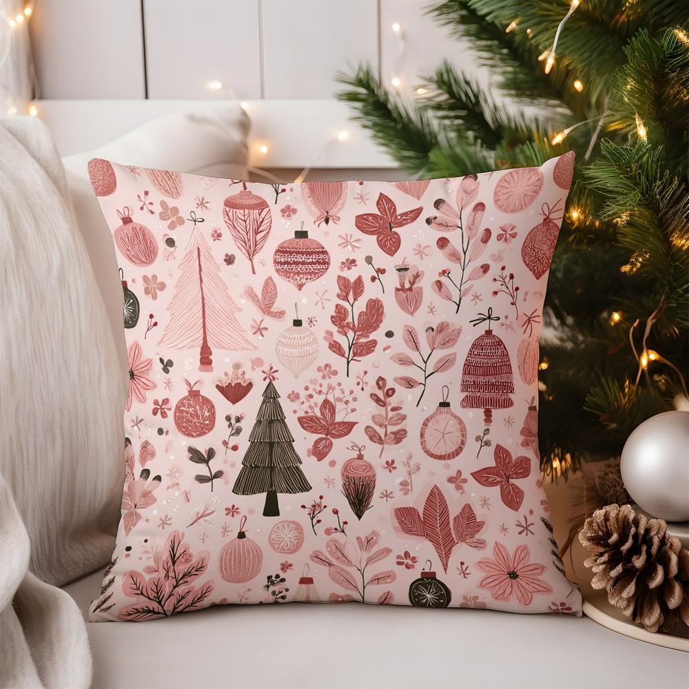 Home Decor Christmas Angel and Tree Decorative Pillow Pattern Cushion Cover Suitable for Sofa Bedroom Car Pillow Cover