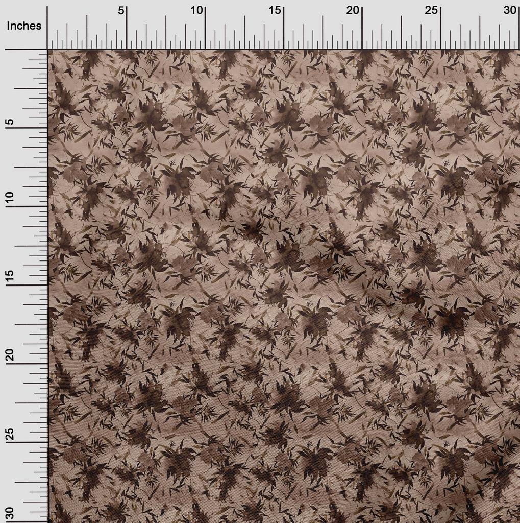 oneOone Cotton Poplin Brown Fabric Abstract Floral Diy Clothing Quilting Fabric Print Fabric By Yard 42 Inch