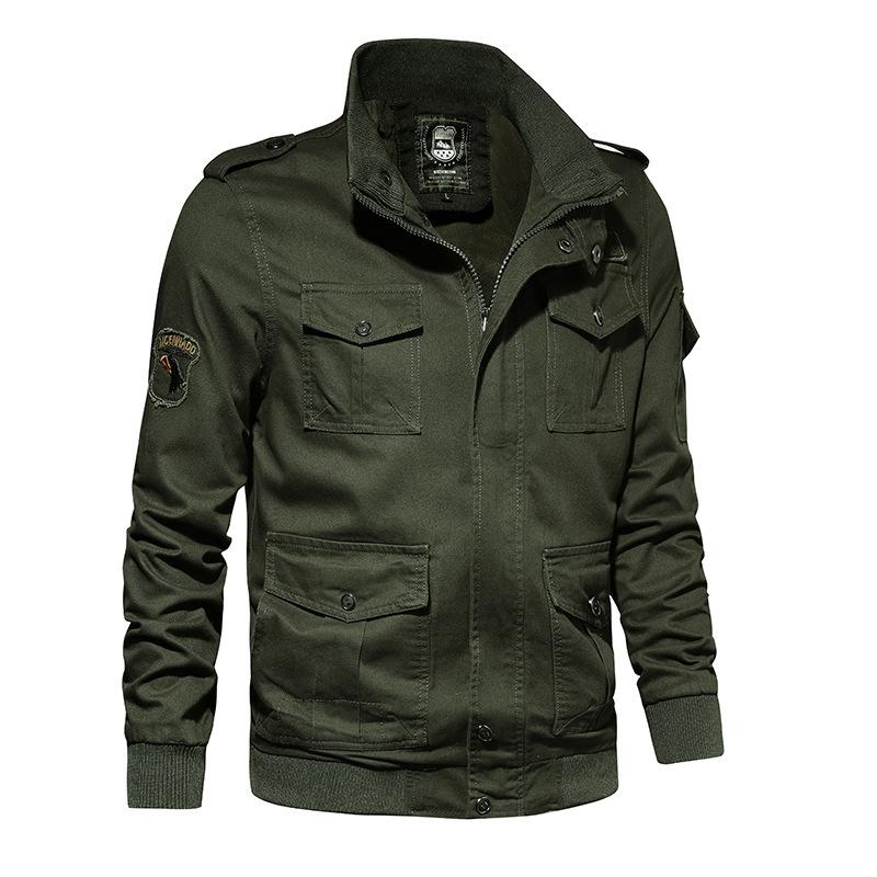 Jacket Spring and Autumn New Air Force One Large Size Jacket Pure Cotton Washed Military Workwear Shoulder Jacket Men