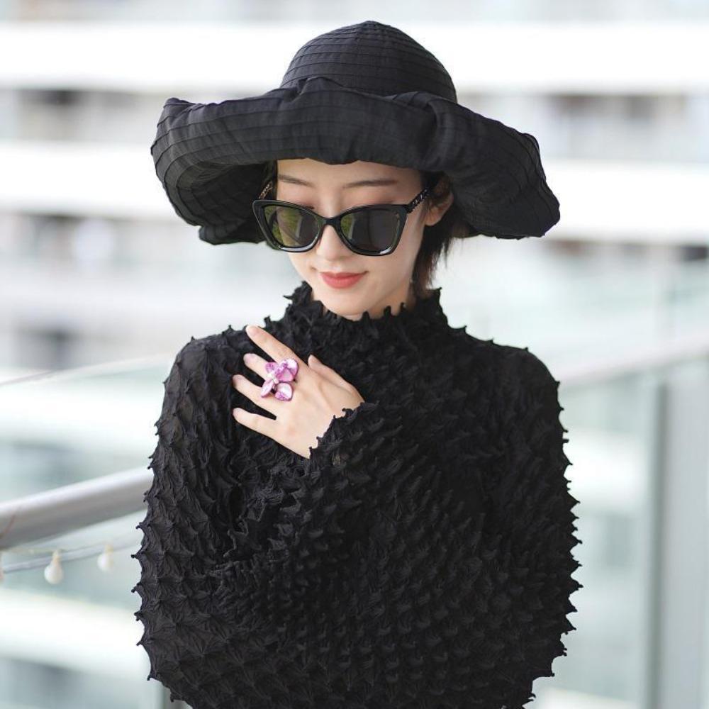 Sunscreen DIY Moldable Wide Brim Hat Bowknot Women Sun Hat Simple Plastic Bucket Hat  Travel