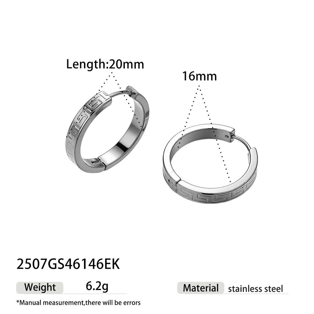 18K Gold Plated Greek Key Hoop Earrings-Tarnish-Free Hypoallergenic Meander Pattern Ear Studs for Girls Stainless Steel