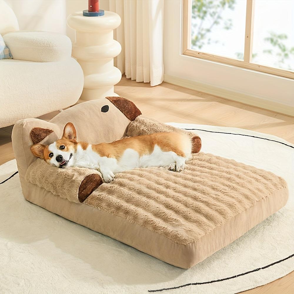 Premium Anti-Slip Pet Couch - Orthopedic Bed for Dogs & Cats | Luxurious Brown Sofa with Removable Cover
