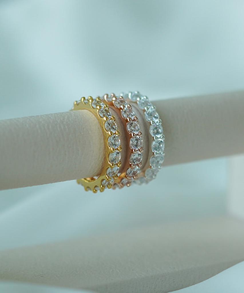 Alleun Silver 925 Thumb Layered Cubic Bold Ring