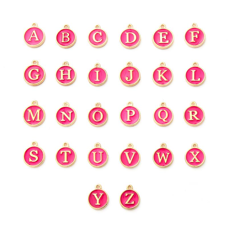 AZ Alphanumeric Epoxy Alloy Double-Sided Pendant for DIY Jewelry & Accessories