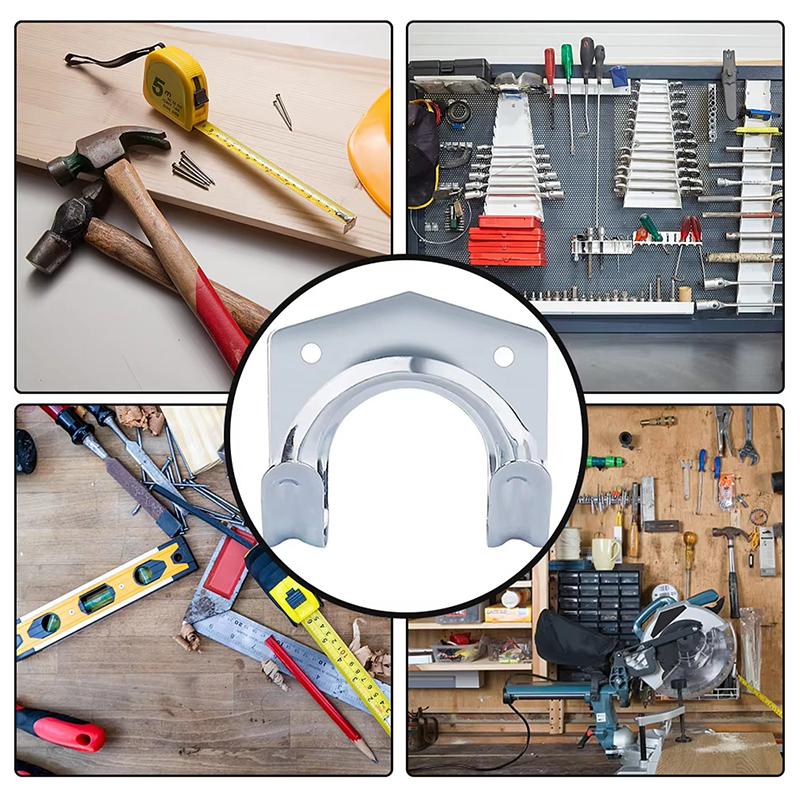 5Pcs Heavy-Duty Wall Hook Metal Hanger Holder Double Hooks Garage Shed Hanging Organizer For Garden Kitchen Garage Tool