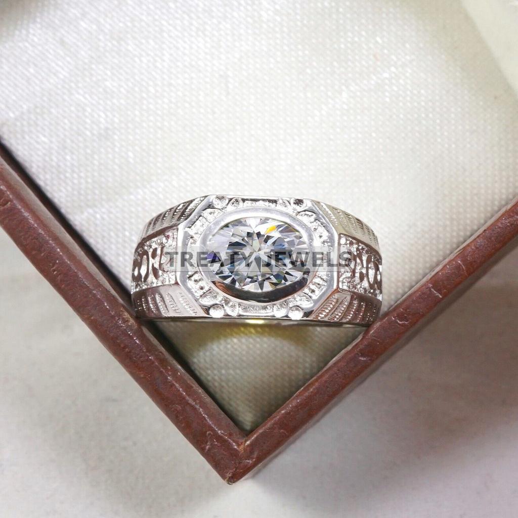 Moissanite Oval Cut Gemstone With 925 Sterling Silver Ring For Men's #B312 JL375681966035