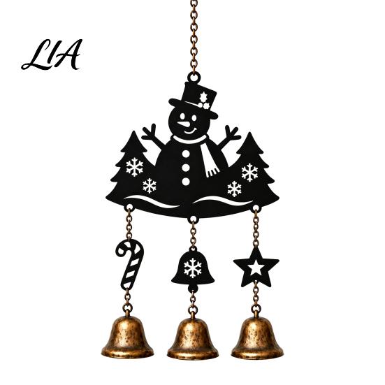 Retro Holiday Window Accents Christmas Wind Chime with Metal Bells, Vintage Santa/Snowman/Deer/Bell/Wreath Iron Creative Soft Furnishings Hanging