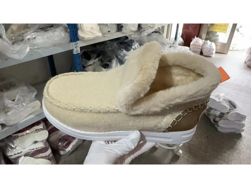 2024 Women's Plus Velvet Thickened Warm Flat Cotton Winter Shoes, Large Size