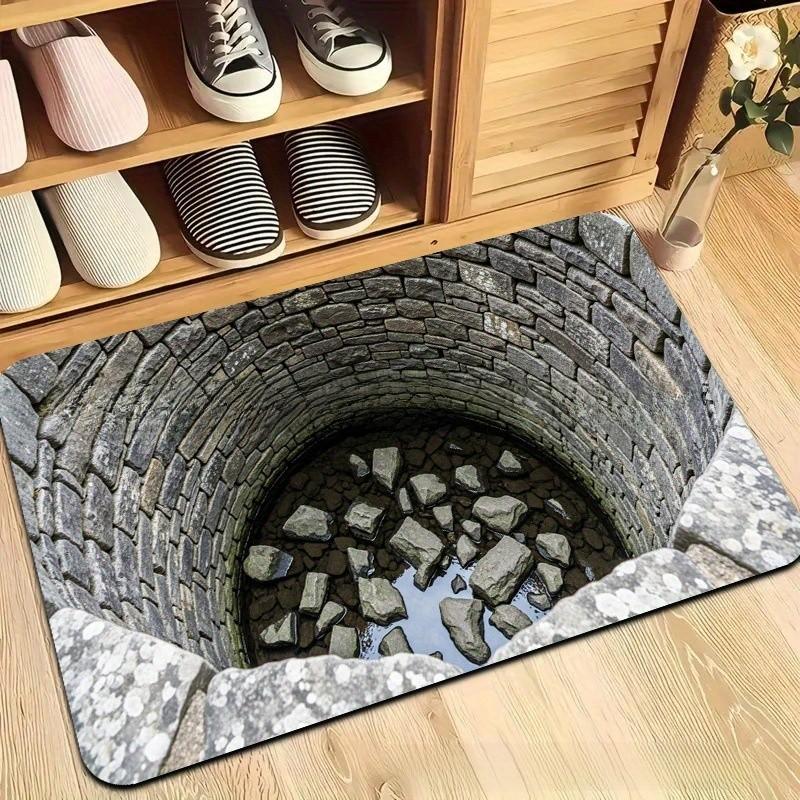 3d Waterfall Optical Illusion Floor Mat With Polyester Material For Home Entrance Use