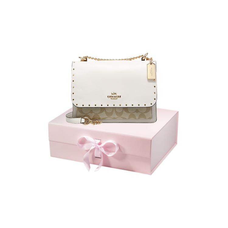 COACH Klare Coated Canvas With Leather Shoulder Bag, Crossbody Bag Small Women's White & Light Khaki 90400-IMOT4