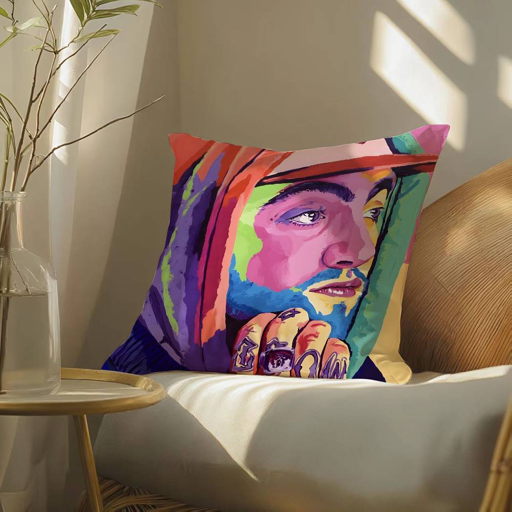 

singer Mac Miller-M Pillow Case Silky elegant Comfort Sofa Bed Invisible zipper Beach pillowcase 12x12Inch
