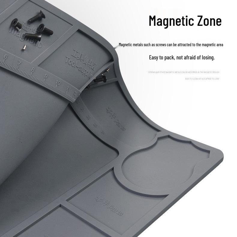 Heat-Resistant Silicone Repair Pad with Magnetic Screw Slots for Phone and Motherboard Repairs