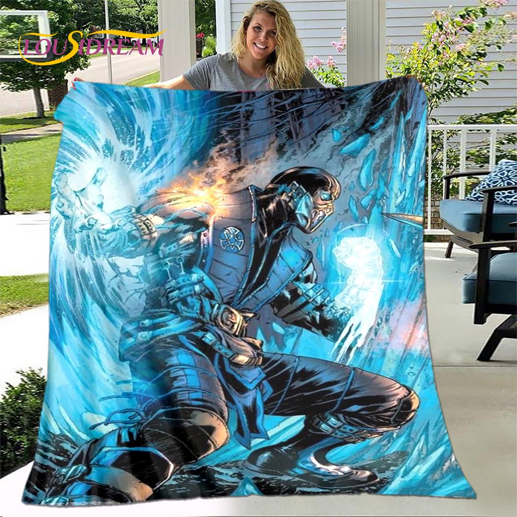 New Cartoon Mortal Kombat Blanket,Flannel Blanket Throw Blanket,Soft Warm Blanket for Living Room Bedroom Beds Sofa Decor Gift