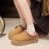 Women's Plush Lined- Soft Elastic Muffin Sole Flat Slippers Home Outdoor Closed Toe Fluffy Slippers Thickened Warm Lightweight Comfortable Shoes